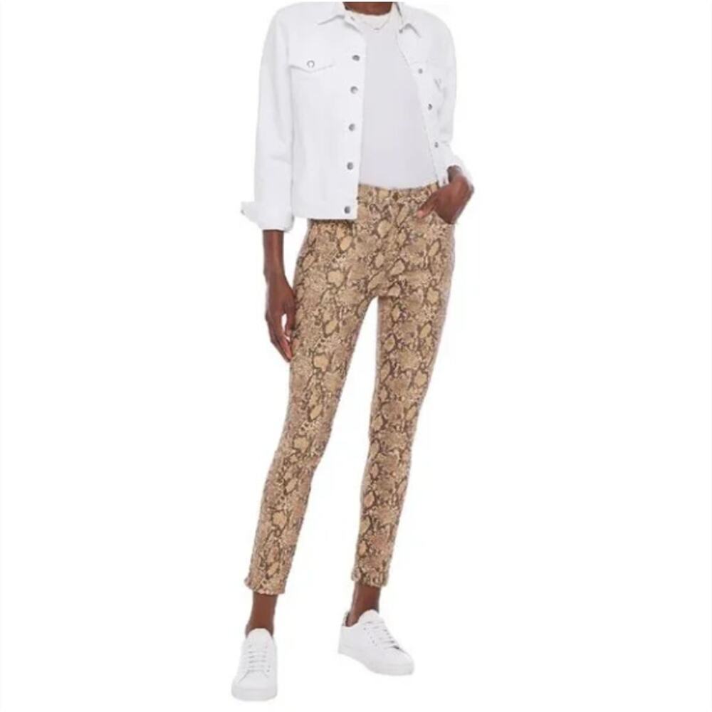 Frame Coated Python Brown Pants | Size 27 - image 4